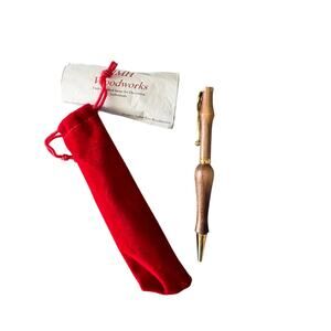 Handcrafted Walnut Wood Twist Ballpoint Pen Gold Tone vintage JMH woodworks